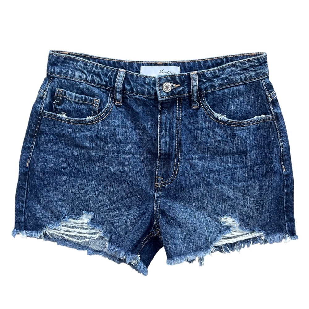 KanCan Women’s Size 7 27 Dark Wash Denim High Rise Mom Jean Shorts Style KC9145D